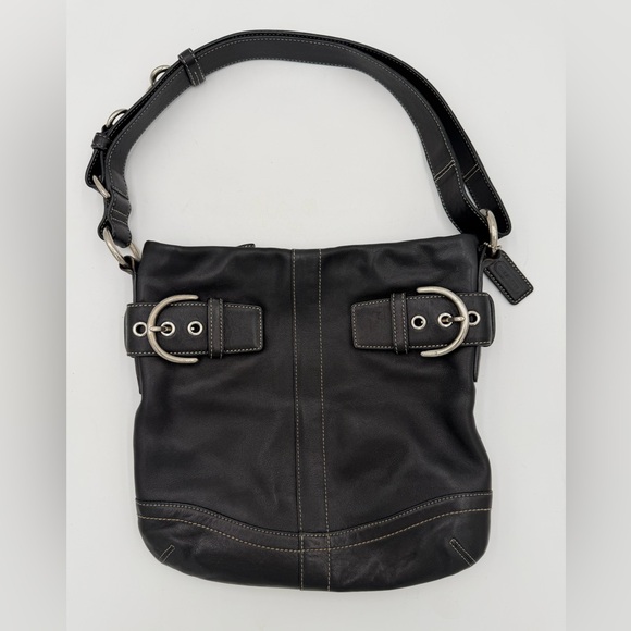 Coach Handbags - Coach Soho Buckle Flap Hobo Black Leather Y2K Shoulder Bag 1452 Silver Hardware